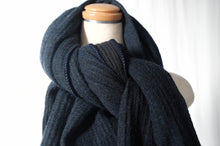 Load image into Gallery viewer, Cotton Wool W- Face Muffler (Navy×black)
